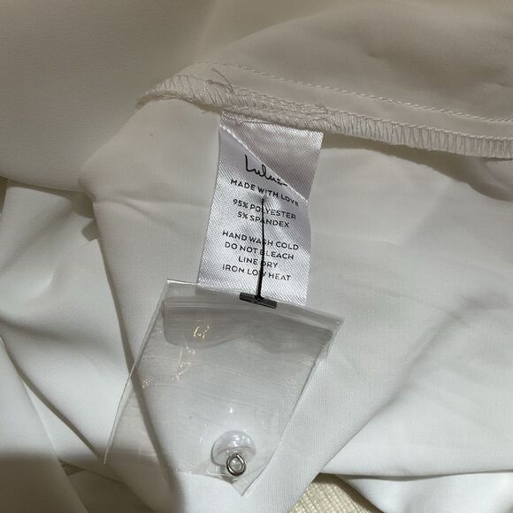 Lulu’s Upscale Composure Blouse Women's S White Pearl Trim Long Sleeve NWT - Picture 13 of 13